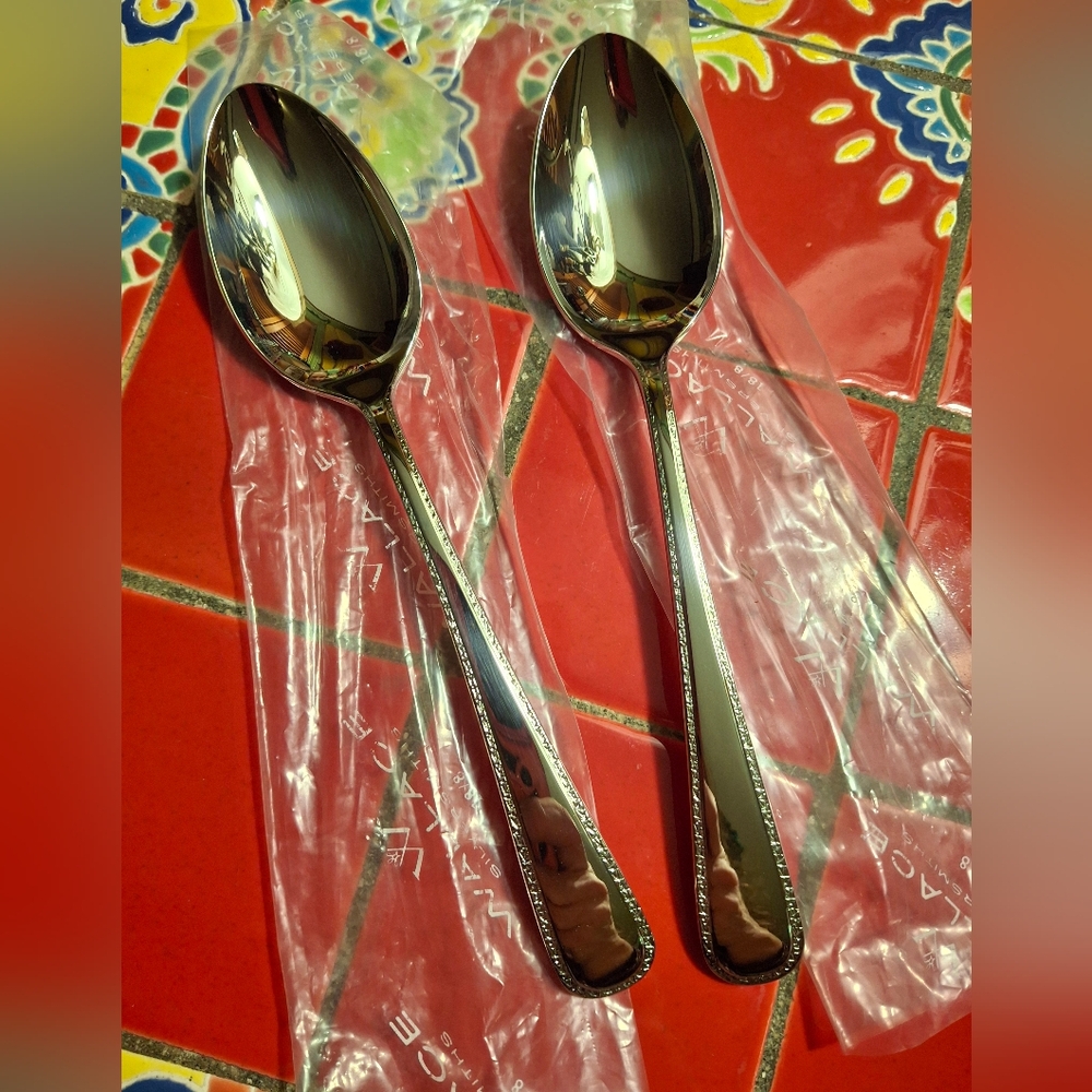 Wallace Silversmiths Stainless "Ashcroft" Oval Soup Spoons 7" 1984-90 Discont NW